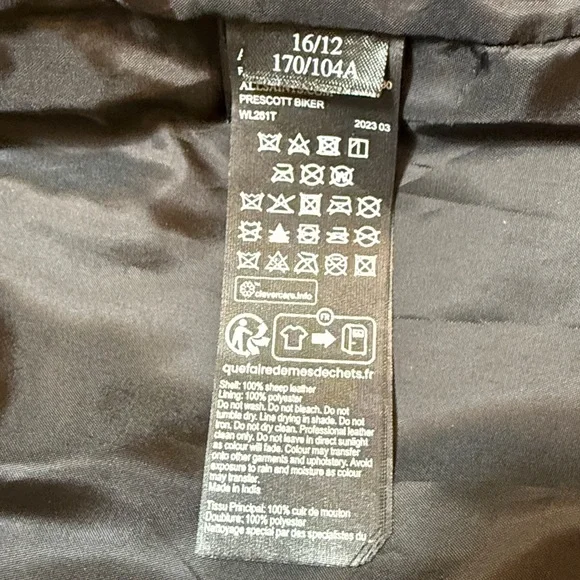 AllSaints Women’s Ivory Leather Motorcycle Biker Jacket with Black Lining 12 - Picture 8 of 12